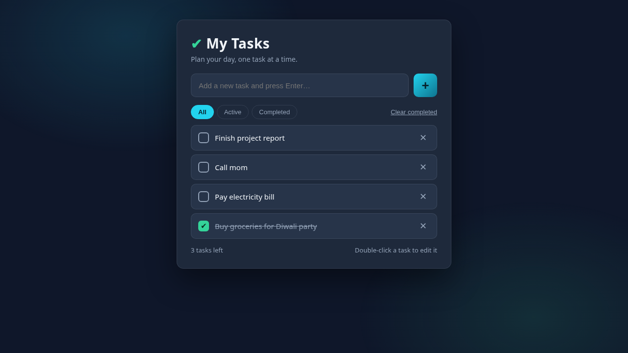 Todo List App — Task Manager with localStorage (HTML/CSS/JS)